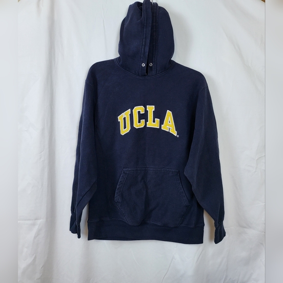 Steve & Barrys Y2K Navy UCLA Stitched Long Sleeve Hoodie Sweater Small‎ Vintage - Picture 1 of 7